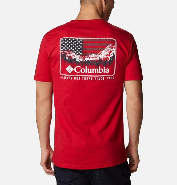 Columbia PFG T-Shirt Red For Men's NZ2461 New Zealand